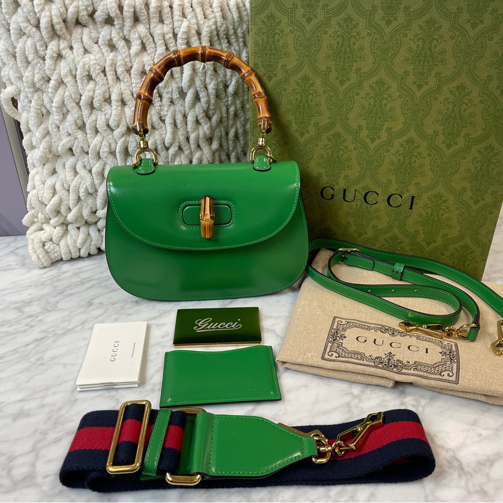 Gucci Calfskin Mini Bamboo 1947 Top Handle Bag